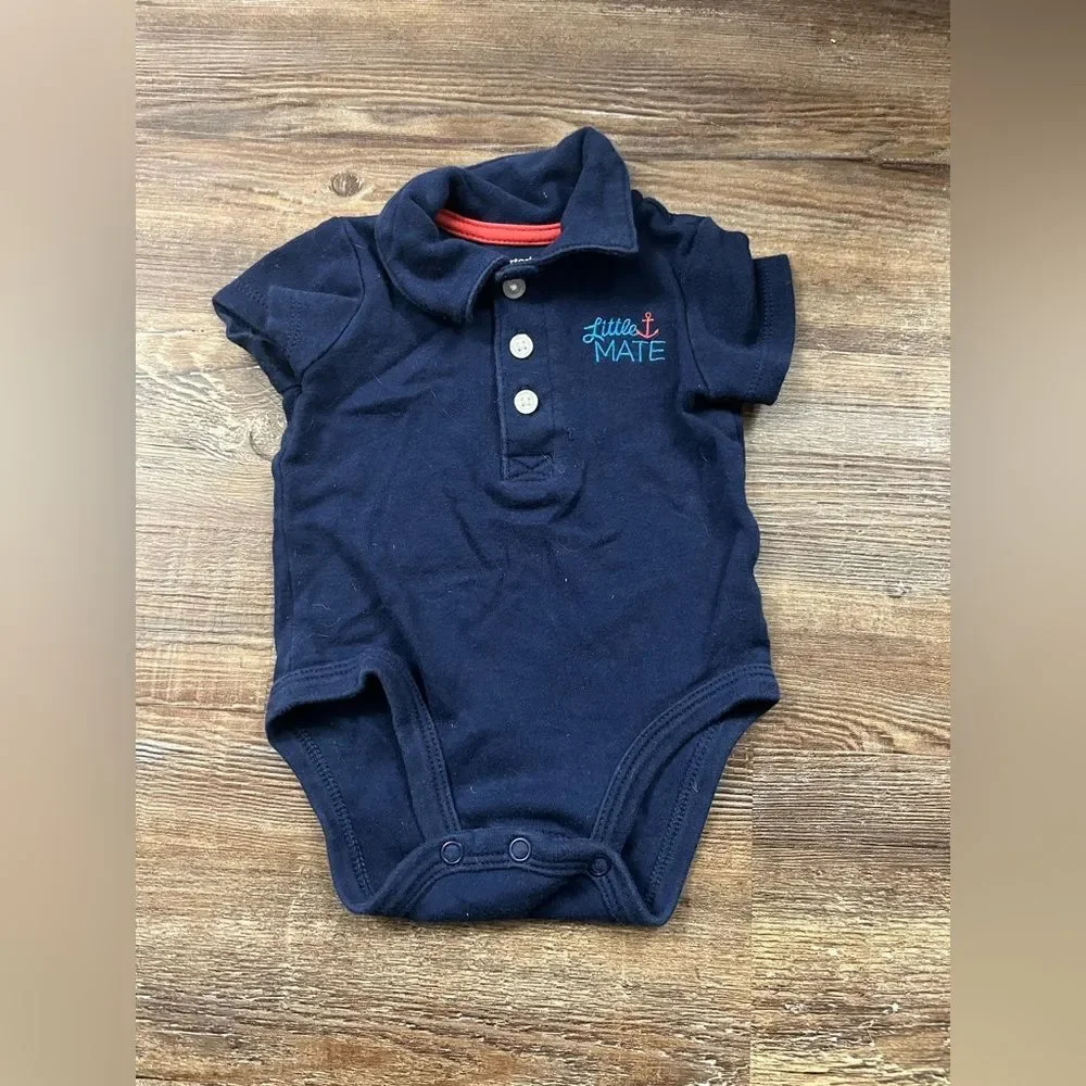 Carter’s Blue Little Mate Anchor Baby Boy Onesie Size 3M